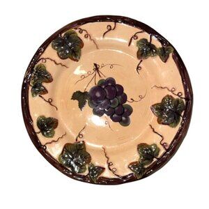 Handpainted Grape Vine Decorative salad Ceramic Plate Pacific Rim Exclusive Chin